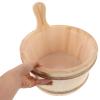 KONTONTY Solid Wood Sauna Bucket with Ergonomic Handle and Detachable Liner Wooden Foot Soak Barrel with Ladle for Efficient Steam Control and Home Spa Use view 4