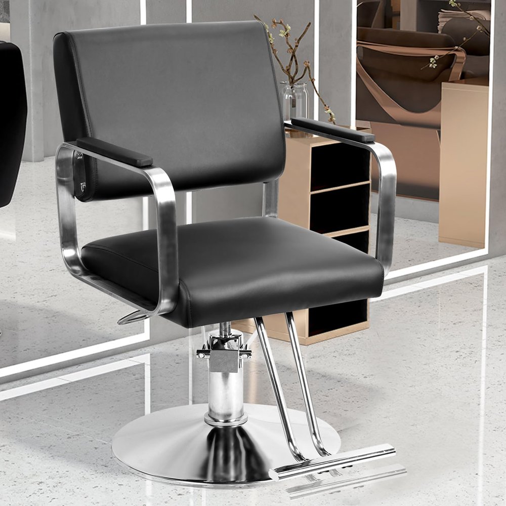 Somerway Hair Salon Chair, Beauty Salon Chair, Salons Chairs for Hairdressing, Stylist Chairs with Heavy Duty Hydraulic Pump, 360 Degrees Rolling Swivel Suitable for Hair Salons (Black2)