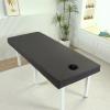Surwin Massage Table Cover with Face Hole, Massage Bed Fitted Sheet with Elastic Cord Edge Soft Thick Washable Microfibre for Salons SPA and Therapists (G30 Black,80 * 190 * 15cm) view 1
