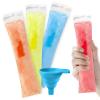 Huakaile 200 Pieces 2.2" x 11" Ice Pop Bags with Zip Seal and Funnel, Non-Reusable Yogurt Freezer Tubes, Clear Freezer Pop Bags for Ice Lolly Juice Fruit Smoothies Cocktail DIY Snacks (400) view 1