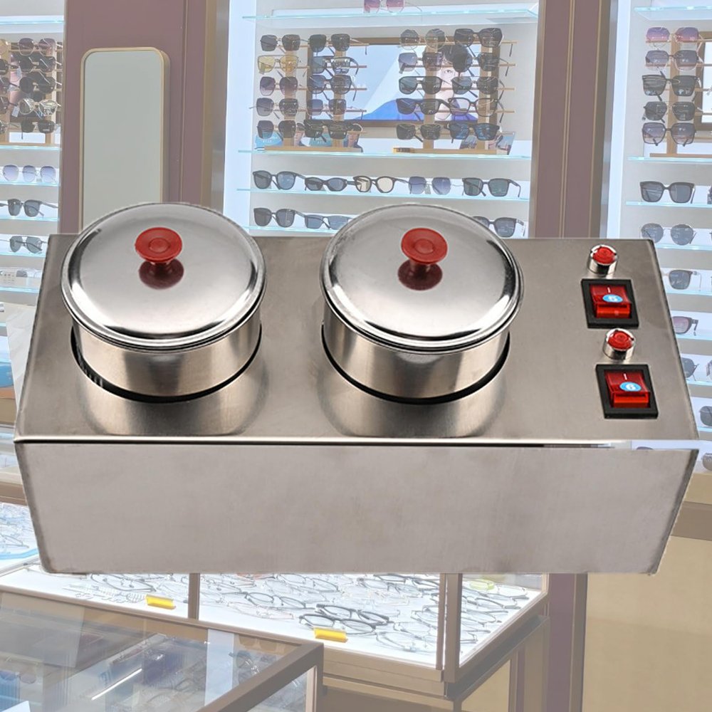 Optical Lens Dyeing Machine, 2 CupsLens Stainless Steel Tinting Equipment, 2 Independent Switches(without Temperature Control), Consistent Colors, for Eyeglasses Processin