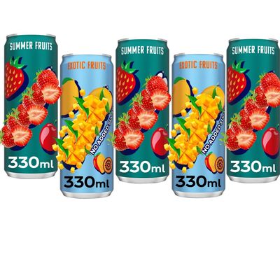 Summer Fruits,Exotic Fruits Mixed Drinks Cans 330ml - Refreshing Still Drinks With Natural Fruity Flavour - oas (8 x Mixed Drink Cans)