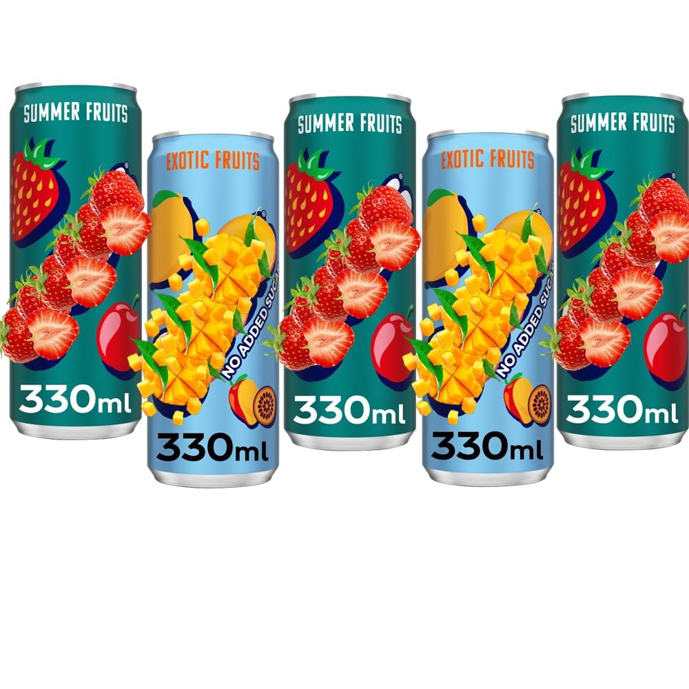 Summer Fruits,Exotic Fruits Mixed Drinks Cans 330ml - Refreshing Still Drinks With Natural Fruity Flavour - oas (8 x Mixed Drink Cans)