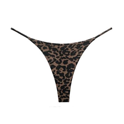 SAKVILSEC Women Underpants Seamless Thong Temptation Underwear High Waist G-String, Brown Leopard, L