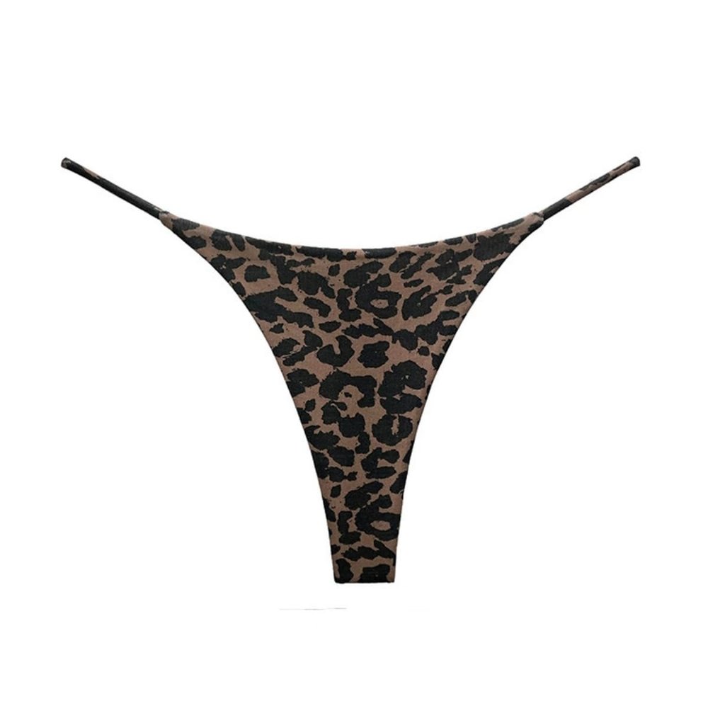 SAKVILSEC Women Underpants Seamless Thong Temptation Underwear High Waist G-String, Brown Leopard, L