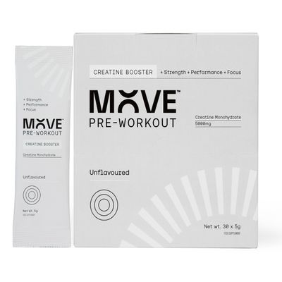 Move Pure Creatine Monohydrate Powder - Unflavoured Pure Creatine Powder Supplement for Women & Men - Micronised Vegan Creatine Improves Strength,Power & Recovery 300g (30 Creatine Sachets)