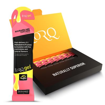 TORQ Running Gels with Electrolytes - 2:1 Maltodextrin: Fructose for Endurance Sports & Optimal Performance | Energy Gels for Running, Cycling & Marathons - 30g Carbs Per Gel | Rhubarb & Custard 8