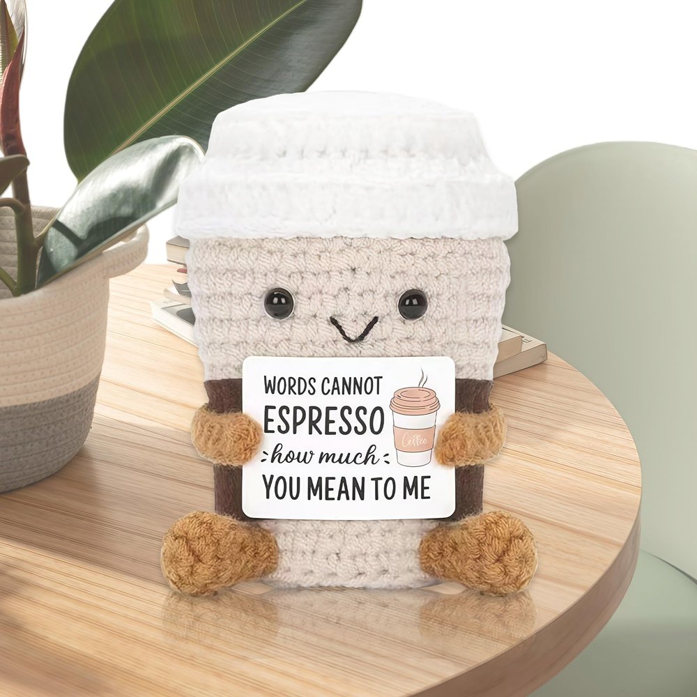 aieieii Positive Crochet Coffee Gifts, Emotional Support Gift, Emotional Support Crochet