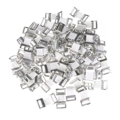 LOLIPPYY 100pcs White Aluminum Buckles Elastic Clips with Compression Force and Remain Elastic after Washing and First Aid Use