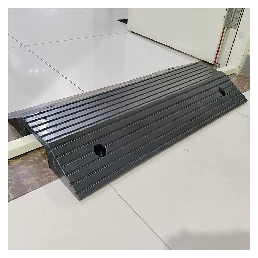 1pc Portable Rubber Threshold Ramp with Supporting Frame - for Wheelchairs/Scooters/Vehicles - 2-3 Inch Rise Ramp(80x50x10cm)
