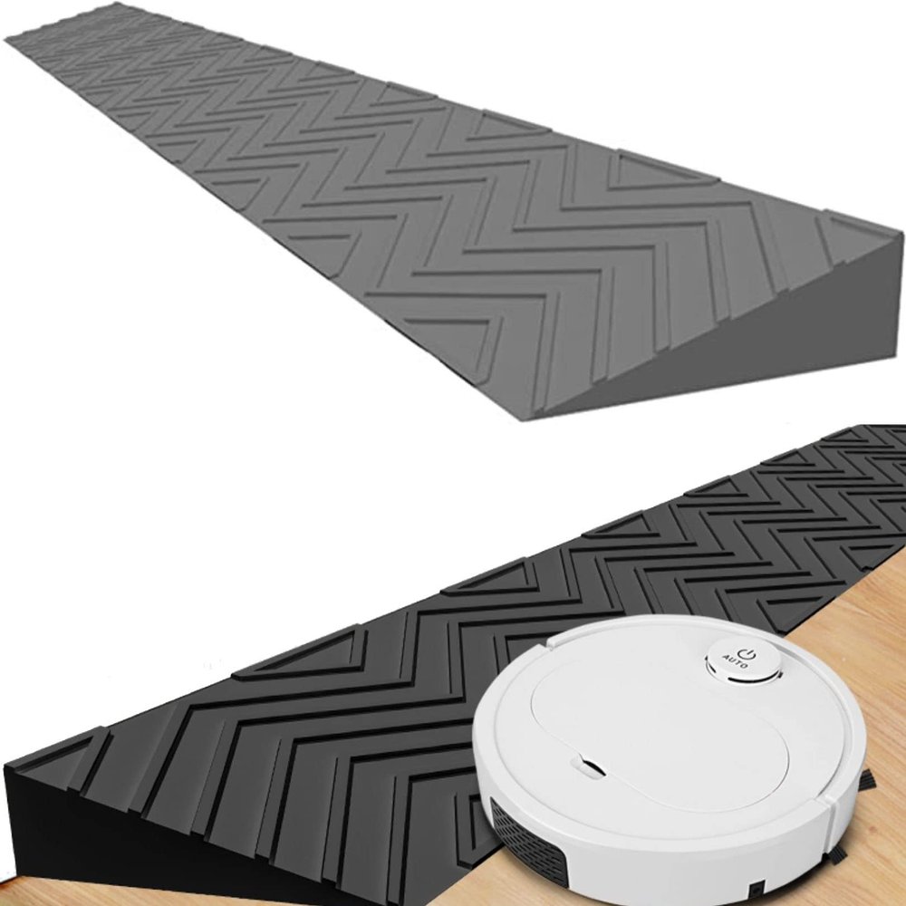 1pc 2 Inch Threshold Ramp for Doorways - Portable Non-Slip Rubber Ramp for Wheelchairs, Scooters, and Robots(Gray,100 * 10 * 3.5CM)