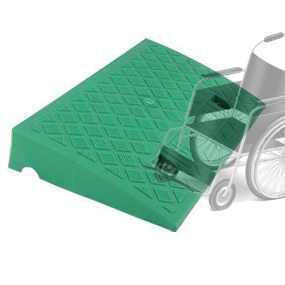 1pc Plastic Threshold Ramp 2.8-5in Height - Wheelchair Scooter Curb Ramp for Driveway and Garage Access(Green,4.7in)