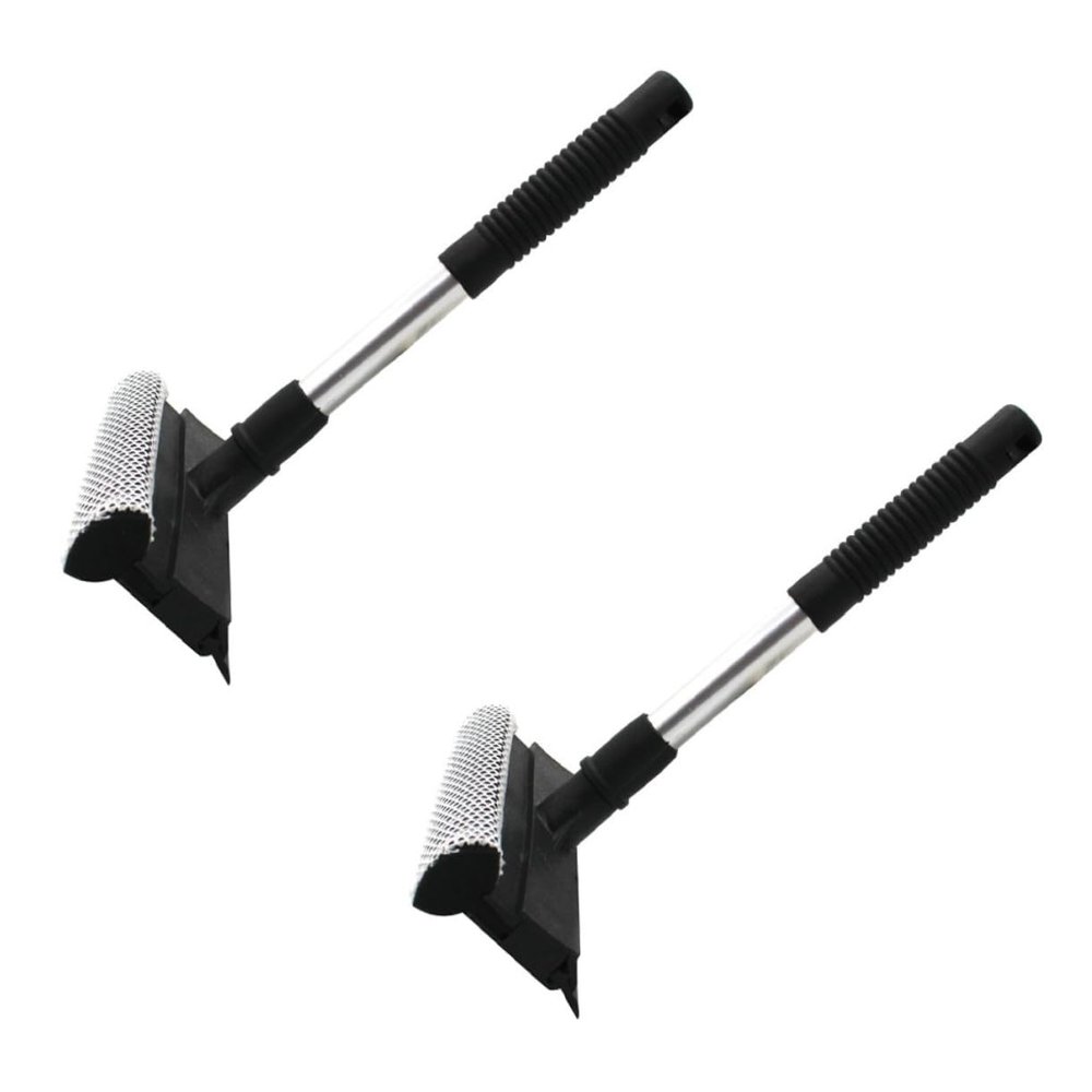 FONDOTIN 2pcs Window Cleaning Tool Glass Squeegee with Ergonomic Handle for Deep Cleaning Windows and Mirrors Black Synthetic Material Double-sided Design for Efficient Home Use