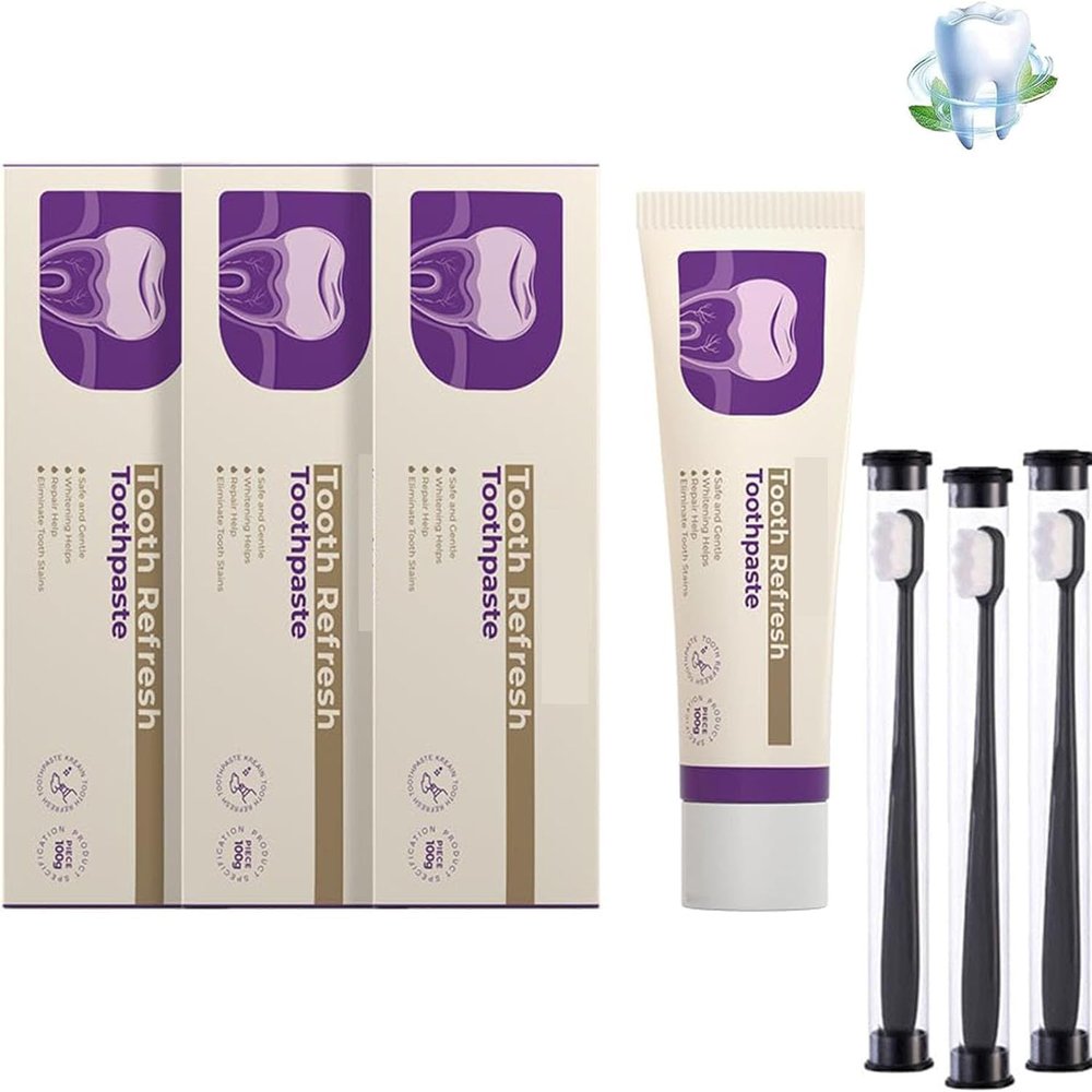 2025 Kreain Natural Tooth Refresh Toothpaste, Hydroxyapatite Toothpaste, Fluoride-Free Formula for Sensitive Teeth, Enamel Strengthening & Fresh Breath Oral Care, Natural Ingredients (3)