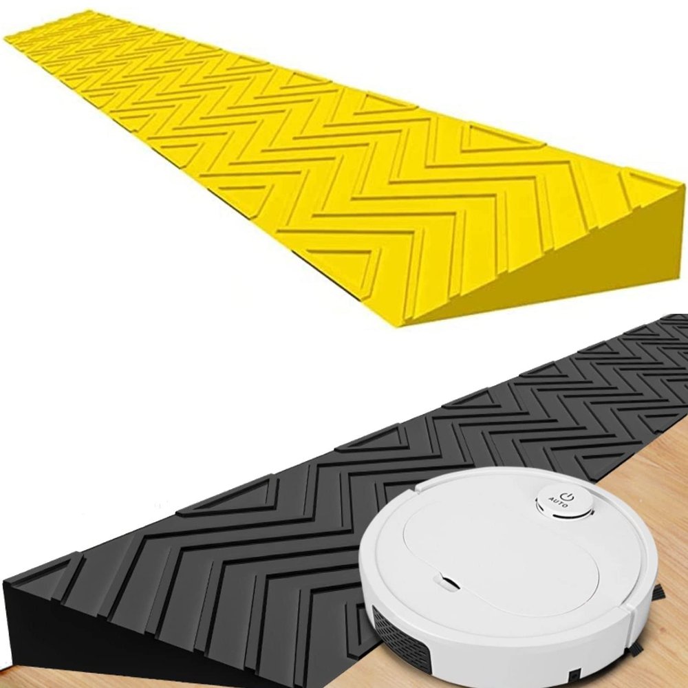 1pc 2 Inch Threshold Ramp for Doorways - Portable Non-Slip Rubber Ramp for Wheelchairs, Scooters, and Robots(Yellow,100 * 8 * 2.5CM)