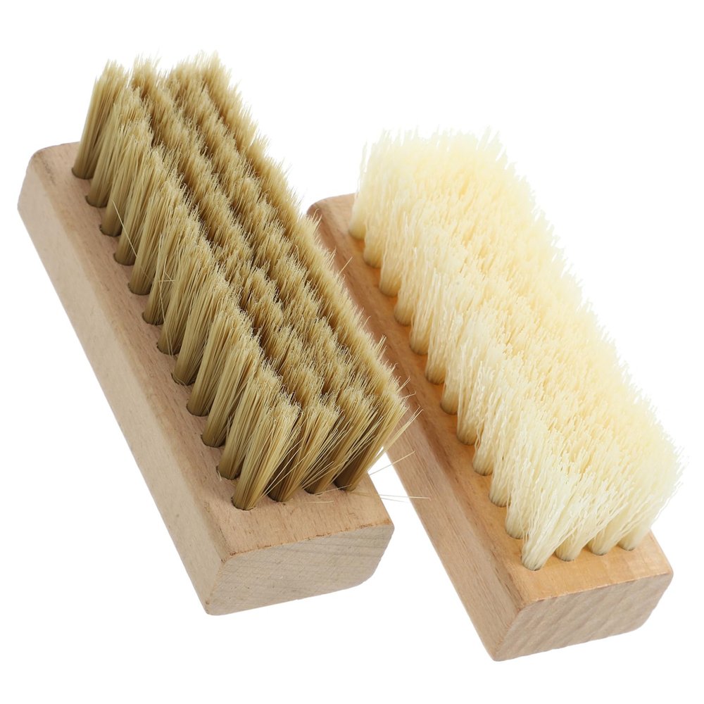 DECORNIJIA 2pcs Cleaning Brush Set with Soft and Stiff Bristles for Laundry and Household Use, Wooden Handle and Sturdy Pp Material, for Clothes Washing and Shoe Cleaning