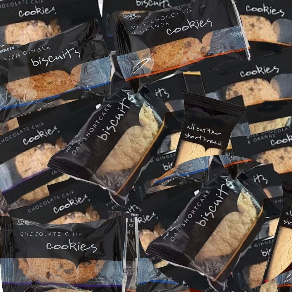 Christmas Luxury Mixed Biscuits Chocolate Chip, Milk Chocolate & Orange, Viennese Fingers, Stem Ginger & Oat Shortcake Perfect for Holiday Sharing, Stocking Fillers & Festive Treats (40 x Pack)