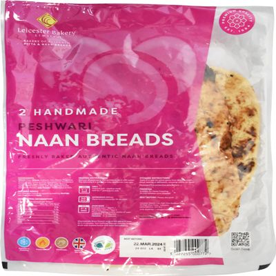Peshwari Naan Large Breads 2 Pack x 2 (Total 4 Naans)