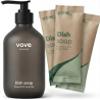 Vove Washing Up Liquid Starter Set with Refillable Glass Pump Bottle & 3 Refills, Bergamot Mint & Basil, Powder-to-Gel, Plant-based Concentrated Formula, Plastic-free Packaging view 1