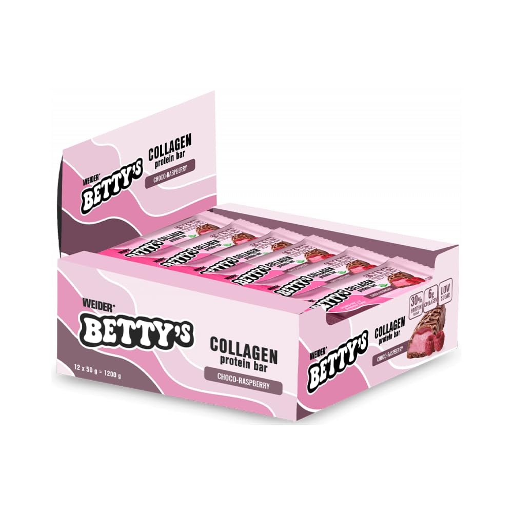 Weider Betty's Collagen Protein Bar (12x50g) Choco-Raspberry - Bars - Protein Bars