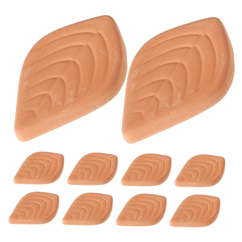 TOPPERFUN Brown Sugar Softener Disc Leaf Shape 10pcs Terracotta Sugar Moisture Absorber Reusable Food Storage Container Preservation Tool for Dried Fruits and Spices