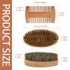 Beard Brush Moustache Comb Set Solid Wood Boar Bristle Beard Brush for Men Ergonomic Facial Hair Grooming Tool for Combing Beard Hair Removing Debris view 2