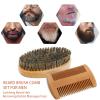 Beard Brush Moustache Comb Set Solid Wood Boar Bristle Beard Brush for Men Ergonomic Facial Hair Grooming Tool for Combing Beard Hair Removing Debris view 3