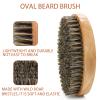 Beard Brush Moustache Comb Set Solid Wood Boar Bristle Beard Brush for Men Ergonomic Facial Hair Grooming Tool for Combing Beard Hair Removing Debris view 4