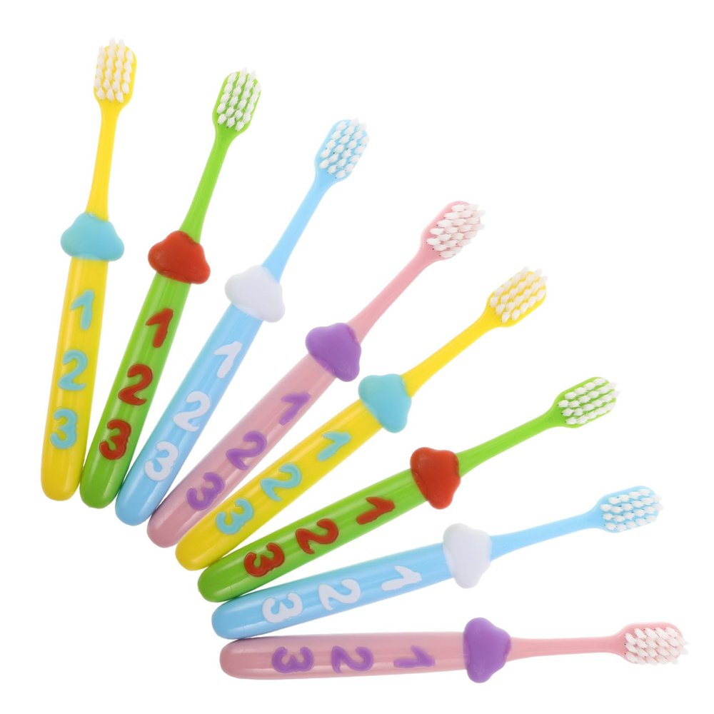 HONMEET 2sets Boys and Girls Soft Toothbrush Manual Toothbrush for Toddlers Ages Fun Number Handle for Teeth Cleaning