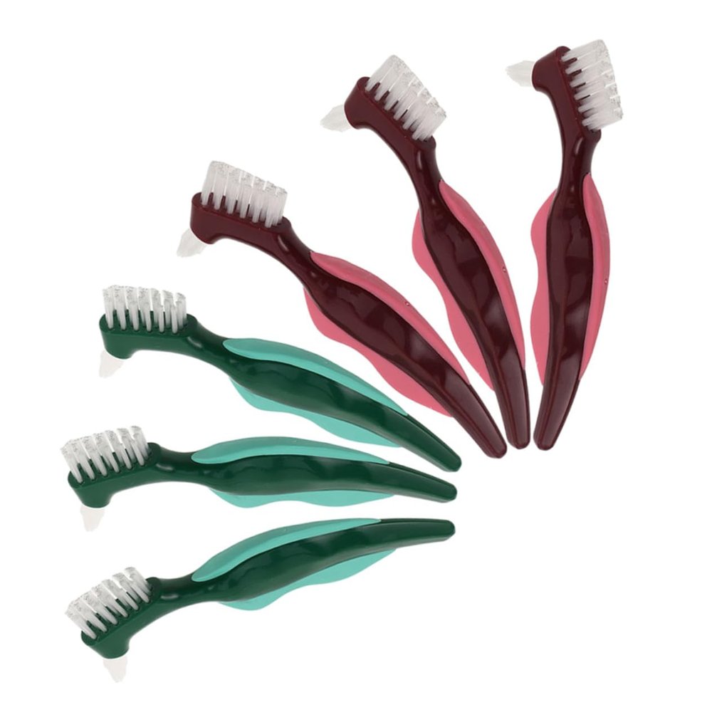 BCOATH 6pcs Denture Cleaning Brush Double Sided False Teeth Cleaner Denture Toothbrush for Seniors Hard Bristle Toothbrush for Wisdom Care Cleaning Tools for Teeth Care