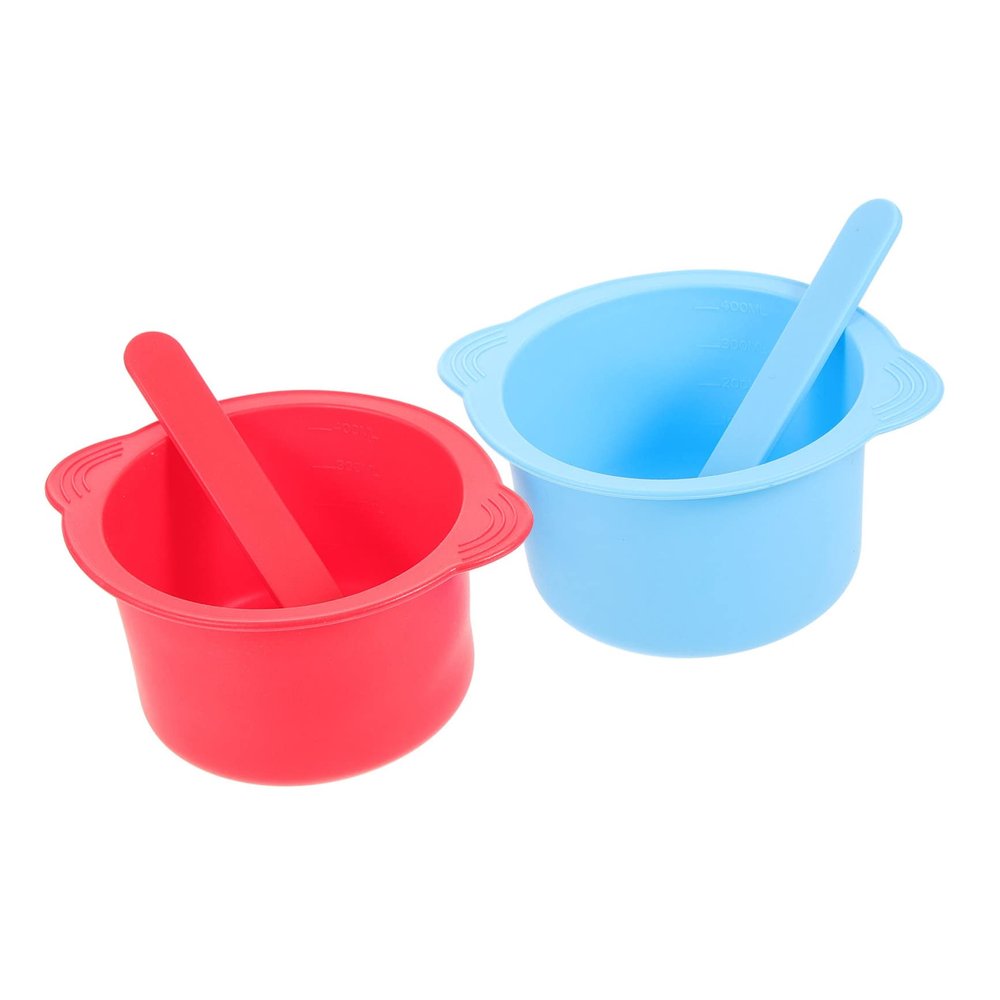 Anneome 2 pcs High-grade Silicone Wax Melt Warmer Liner with Stirring Sticks Non-stick Reusable Wax Bean Warmer Bowl for Home and Salon Hair Removal Heat Resistant and Easy to Clean