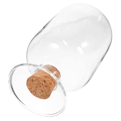 Warmhm Glass Match Storage Jar with Wood Stopper, Decorative Holder