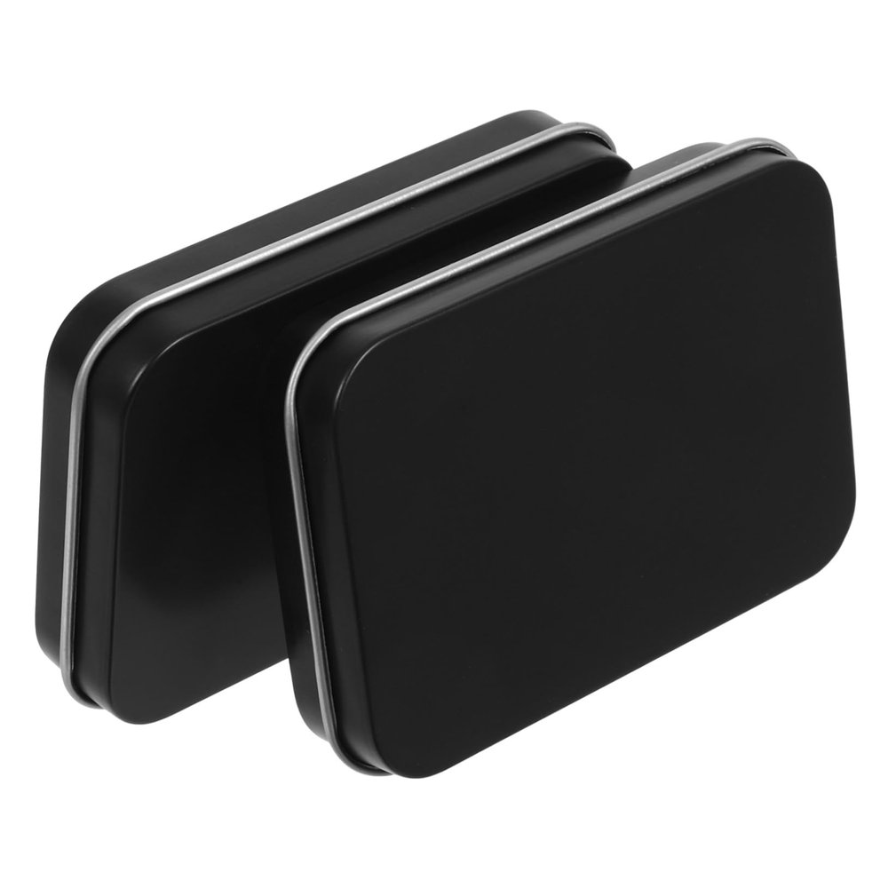 GANAZONO 2pcs Reusable Portable Floss Holder Case Compact Travel Toothpick Dispenser Small Matte Black Storage Box for Outdoor Hiking Camping Toiletry Containers