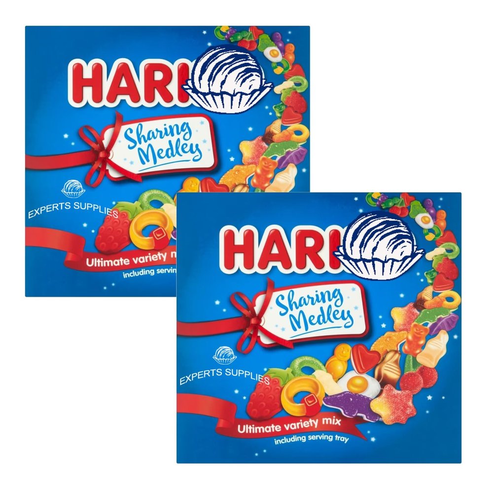 Sweet Treat - NewHarribo Sharing Medley Gift Box 480g, Pack of 2 - Fruit Flavour And Sweet Foam Gums - No Artificial Flavours Treat For Adults and Kids