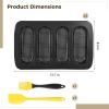 Vestamore 4-Cavity Hot Dog Bun Pan Set, Non-Stick Carbon Steel Bakeware, Silicone Scraper & Oil Brush Included, 13.7 X 8.5 in, Home Baking view 2