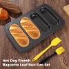 Vestamore 4-Cavity Hot Dog Bun Pan Set, Non-Stick Carbon Steel Bakeware, Silicone Scraper & Oil Brush Included, 13.7 X 8.5 in, Home Baking view 4