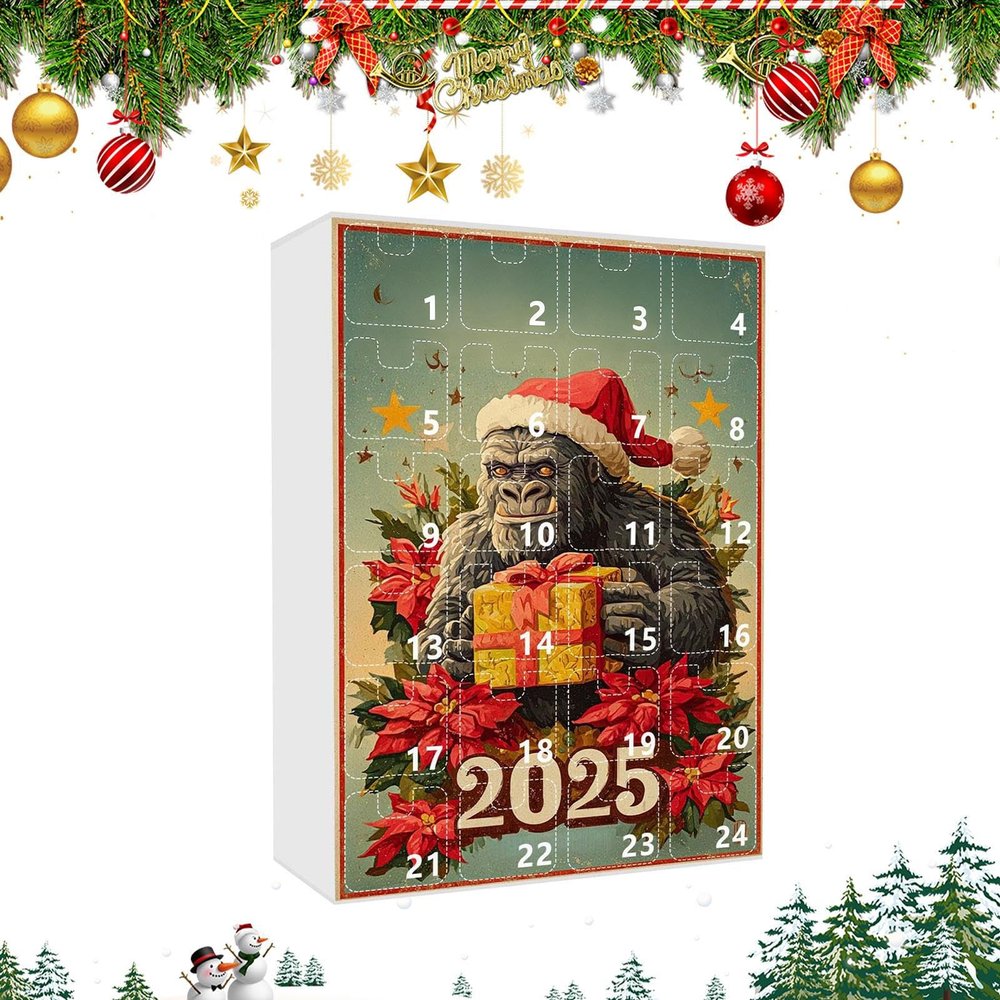 Countdown Calendar Acrylic Festive Apes 2D Decoration