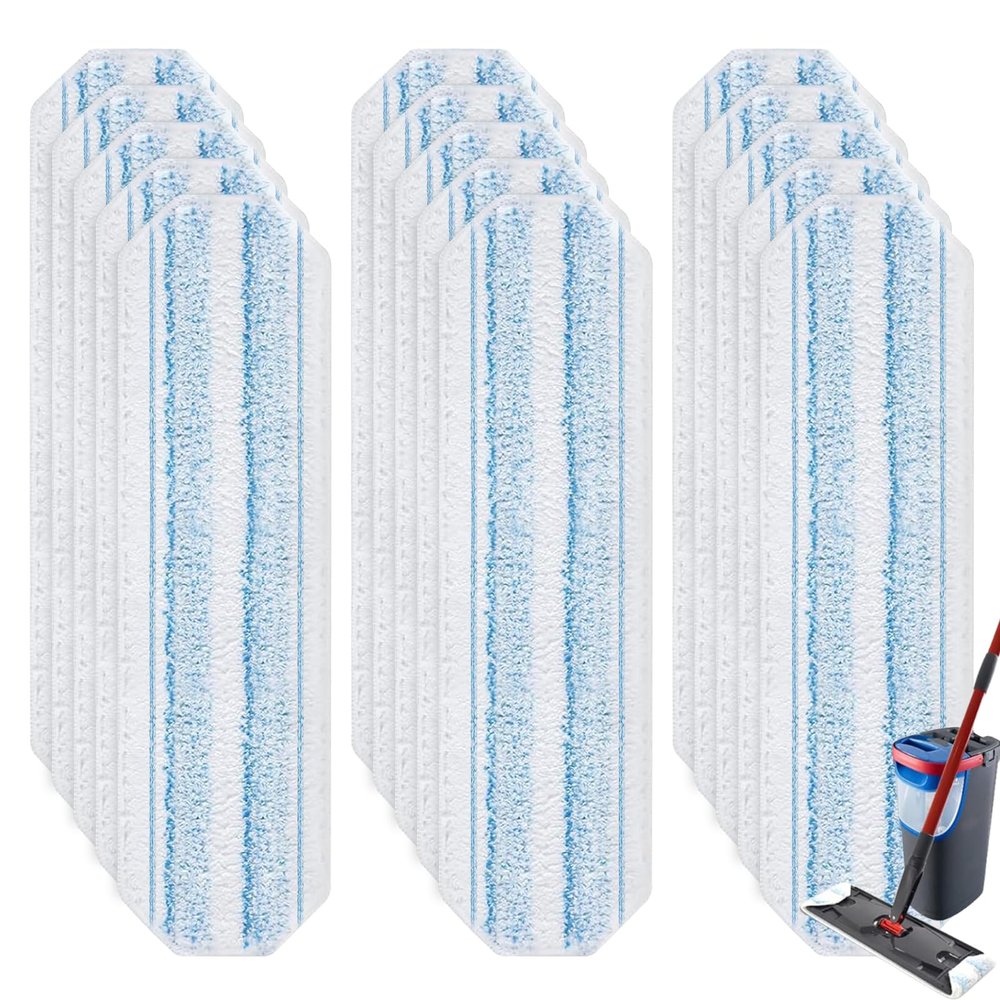 BYOFI 15 Pack Microfiber Mop Pads for O-Cedar H2prO Flat Mop System, Washable and Reusable Mop Replacement Heads for Floor Deep Cleaning, Mop Pad Refills for Wet Dry Floor