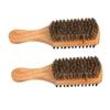BELLIFFY Wooden Beard Comb 2pcs Medium Boar Bristle Beard Brushes Mens Styling Comb for Thick Hair Grooming Viking Mustache Brush Hair Straightener Tool view 1