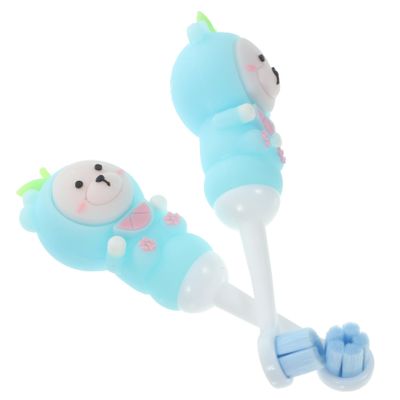 CHICAMPERA 2pcs Soft Bristles Manual Toothbrush for Toddlers with Bear Shape, Gentle Care Silicone Toothbrushes for Kids Aged 0-9, for Daily Use and Healthy Teeth