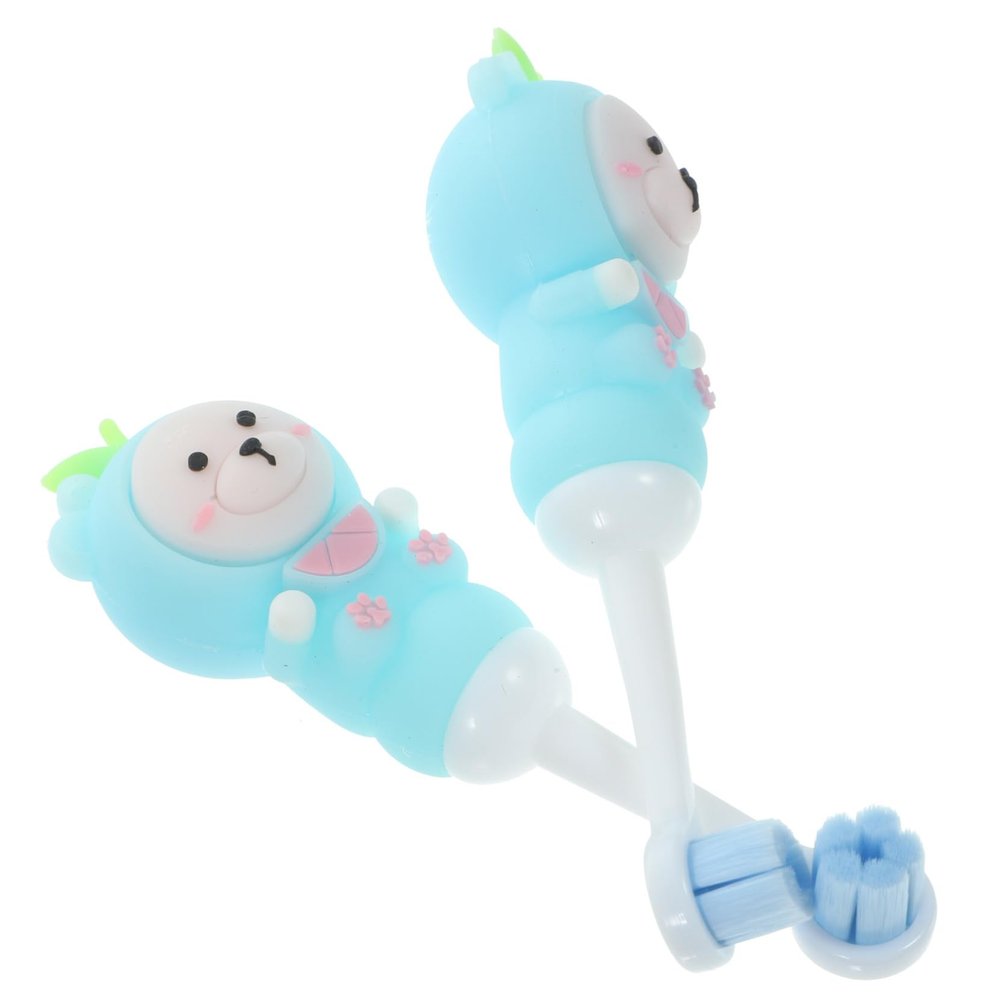 CHICAMPERA 2pcs Soft Bristles Manual Toothbrush for Toddlers with Bear Shape, Gentle Care Silicone Toothbrushes for Kids Aged 0-9, for Daily Use and Healthy Teeth