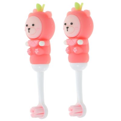 IWOWHERO 2Pcs Soft Bristles Toddler Toothbrush for Kids with Bear Shape Silicone Handle, Safe and Easy-Grip Manual Toothbrush Set for Children Aged 0-9 Years