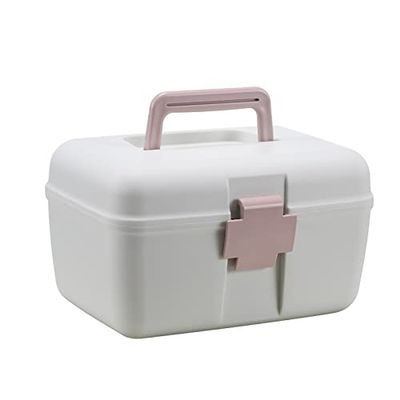 GPDNBIEU, First Aid Kit Plastic Storage Box Medicine Sewing Organizer Multipurpose With Removable Tray Kits(Pink)