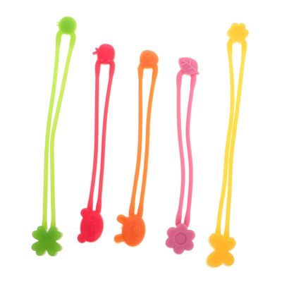 HOODANCOS Pack of 5 Large Stretchy Silicone Bands for Bento Box and Book, Flexible Elastic Bands for Hotel and School Organisation
