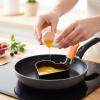ASFWAGQ Set of 4 Fried Egg Moulds, Stainless Steel Pancake Mould, Fried Egg Mould, Heart-Shaped Omelette Mould, Egg Rings with Folding Handles Silicone, Egg Ring Moulds for Fried Eggs, Sandwiches view 3