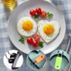 ASFWAGQ Set of 4 Fried Egg Moulds, Stainless Steel Pancake Mould, Fried Egg Mould, Heart-Shaped Omelette Mould, Egg Rings with Folding Handles Silicone, Egg Ring Moulds for Fried Eggs, Sandwiches view 4