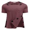 Deyeek Shoulder Surgery Shirts for Men Full Tear Away Short Sleeve T Shirt Adaptive Chemo Clothing with Stick On Fasteners, Red, S view 1