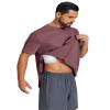 Deyeek Shoulder Surgery Shirts for Men Full Tear Away Short Sleeve T Shirt Adaptive Chemo Clothing with Stick On Fasteners, Red, S view 2