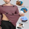 Deyeek Shoulder Surgery Shirts for Men Full Tear Away Short Sleeve T Shirt Adaptive Chemo Clothing with Stick On Fasteners, Red, S view 4