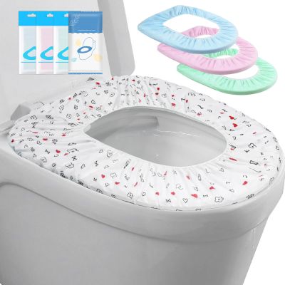Elastic Large Size Disposable Toilet Seat Covers for Travel,20 Pack Waterproof Toilet Seat Covers for Bathroom,Fit for V/U/O/Square Shape Toilet,Individually Wrapped (4 colors)